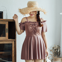 Spa swimsuit woman steps up overweight mm200 catty Slim Cover Conjoined Flat Angle Loose Conservative Steel to gather