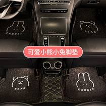 Car inner silk ring universal foot pad car ground mat sub protection cushion tread cushion cartoon cute single sheet easy to clean carpet