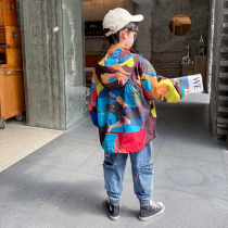 Boys coat autumn clothing 2021 New Korean version of childrens camouflage windbreaker spring and autumn small children foreign-style bombing Street Tide brand