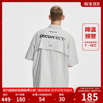 FPA deconstructed pocket zipper short-sleeved shirt Guochao brand summer function loose casual half-sleeve shirt jacket men