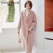 Anti-season clearance Albanian double-sided woolen coat womens long knee thickening autumn and winter loose profile lazy wind