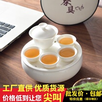 Set of new Ji Sen Chinese kung fu tea set teapot white porcelain cup cup set of blue and white porcelain tea maker home