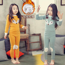 New childrens spring and autumn underwear set Pure cotton boys and girls warm base shirt Childrens cotton autumn clothes autumn pants