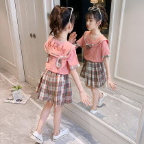 Summer Girl Gk Plexic Dress Suit Five 67 89 Ten-year-old Little Girl Skirt Summer Bully cool to wear a lap