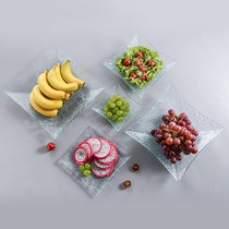 Glass bowl small European transparent fruit salad plate simple dinner plate household commercial tableware hotel restaurant