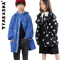 (Black and White Bear Series) TYAKASHAKIDS Takasha childrens trench coat medium long childrens coat for boys and girls