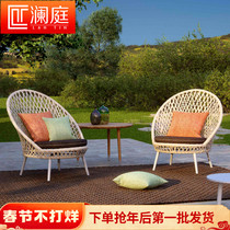 Outdoor table and chairs courtyard rattan chair balcony three-piece combination open-air garden leisure small table and chair garden rattan villa