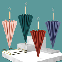 Japanese long-handled umbrella female Mori series enlarged reinforcement 16 bone plain double thickened Retro curved straight rod ins simple