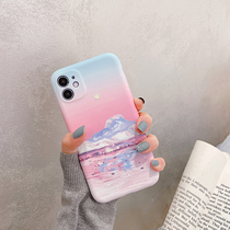 Beautiful sunset snow mountain suitable for 12promax Apple x phone case iPhone7p 8plus silicone xs max xr se Tide brand 11pro m