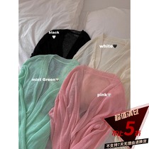 Kurozawa Xuan Qi micro fat mm2021 Autumn New loose size Joker hollow hollow breathable sunscreen knitted cardigan women