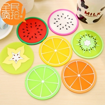 Simple creative colorful jelly fruit styling water coaster silicone cup mat non-slip insulation mat tea cup mat