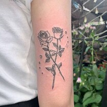2) line rose tattoo stickers ins female Dark Wind Flower arm long lasting waterproof sexy simple style sticker