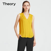 Theory womens mulberry silk Y-shaped cascading pleated shirt L0602512