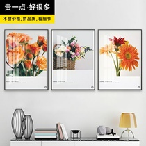 Nordic living room decoration painting sofa background wall hanging painting simple modern oil painting hipster flower restaurant murals