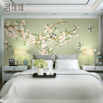 New Chinese wallpaper flowers and birds plain elegant TV background wall decoration sofa bedroom living room wallpaper seamless wall cloth