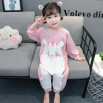 Girls jumpsuit Spring and Autumn Thin Cotton Long Sleeve Childrens Animals 3-year-old Female Baby Spring Climbing Home Clothes