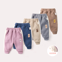 Baby and velvet pants childrens winter sports pants mens baby radish pants wear cotton pants outside Winter Childrens warm pants