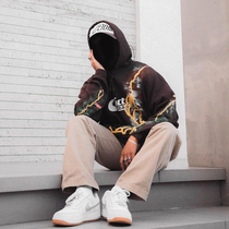 Travis Scott lightning trend loose men and women same style fashion brand FOG high street autumn and winter plus velvet sweatshirt hoodie