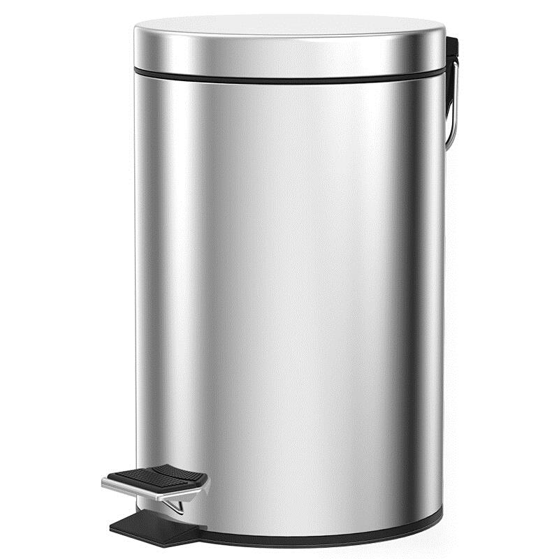 Homejoyoupine foot clamshell stainless steel trash can 8L household kitchen dry and wet classification garbage can home mirror