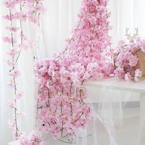 New high simulation 2 m long cherry blossom rattan wedding silk flower stage string flower wedding arches flower vine winding fake flower