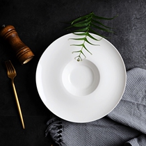 UFO plate straw hat plate round Pure White 11 inch 10 inch hat bowl ceramic Western plate pasta dish creative