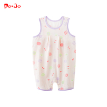 Piao Qiao summer newborn baby open clothes female baby sleeveless jumpsuit