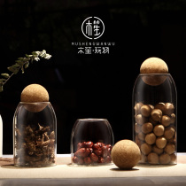 Wood Sheng Playthings Soft Wood Stopper Seals Jars Glass Bottles Transparent Tea Leaves Jar Storage Intake Food Tea Jars Size
