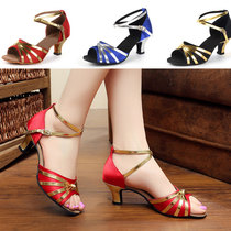 Latin square dance shoes outdoor plastic bottom dancing shoes womens sandals Fishmouth shoes middle-aged soft bottom dance shoes Red