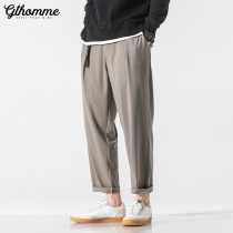 2022 Spring Autumn New Mens Casual Pants Loose Straight Drum Tide 100 Lapped Slim 90% Pants 90% Pants Male Tide Cards