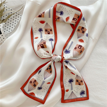 Original Design Summer new satin fruit print scarf scarf multifunctional hair band tie bag silk scarf women