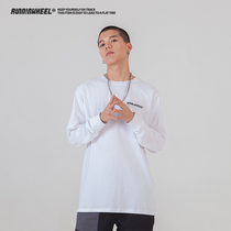RunninWheel(RNWL)National tide mens long-sleeved t-shirt Mens printed long-sleeved basic bottoming T-shirt can be stacked