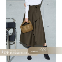 Z boss asymmetrical stack wearing half body dress female one-piece design Jane about 100 lap A word wool half body dress woman