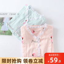 Flamingo V collar 8 months of clothing summer cotton gauze thin maternal postpartum cotton linen pregnant womens pajamas women