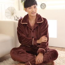 Sz plush mens pajamas autumn and winter thickened velvet can be worn outside the youth winter cotton coral velvet warm Falai velvet