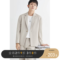 Casual suit jacket mens loose Spring and Autumn New Hong Kong style retro handsome Korean small suit trend single West Coat