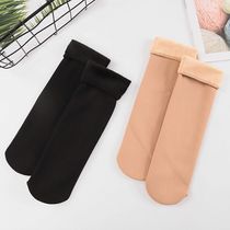 Alanka snow socks womens winter velvet thickened mid-tube calf warm meat skin tone light leg artifact mens and womens socks