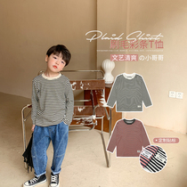 Yuanyuan home childrens clothing spring clothing 2021 New Korean boys T-shirt long sleeve children Base shirt stripes baby tide