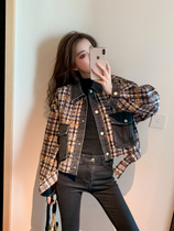 Sandro Tonali small fragrance short jacket womens 2020 autumn and winter wild small denim plaid jacket