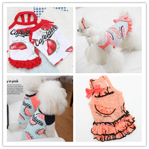 Cute Korean watermelon hanging band dress T-shirt Puppy clothes Summer Lions dress Tidi Vest Bursting Pet Dress