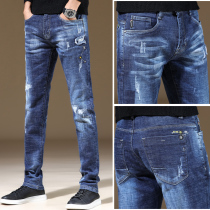 Stretch jeans mens spring and summer new casual slim-fit polished small feet pants youth Korean version of the trend of versatile mens clothing