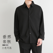 Black Shirt Men's Long Sleeve Spring Summer Trendy DK Premium Ins Handsome Tops Loose Casual Non-Hot White Shirt