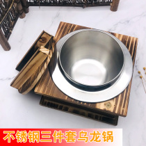 Oolong pot Japanese cuisine mixed rice stainless steel charcoal rack oolong pot Mountain Sea Pot Black noodle pot Korean mixed rice pot