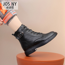 Zhuo Shini 2021 New Chinese and English style Martin boots women thin boots handsome short boots female winter plus velvet tide ins