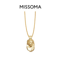 Missoma gold large embossed pendant necklace simple and exquisite retro 18K gold plated sweater chain long necklace