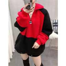Imitation lamb suede plus suede thickened wool sweater coat loose Korean version banging blouse women 2021 autumn winter new European station