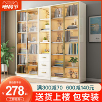 Solid wood bookcase Bookcase Floor-to-ceiling study shelf Light luxury modern display cabinet combination living room with glass door bookcase