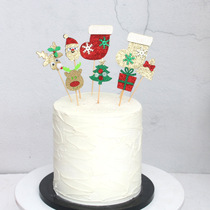 Cake decoration festive supplies Christmas cake decoration plug-in card Christmas party dessert table set-up plug-in