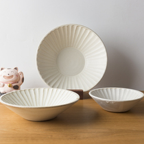 Small Aoigawa Machiya Japan imported Yoshiko burning Chaoyan deep retro plate coarse ceramic salad large bowl noodle bowl