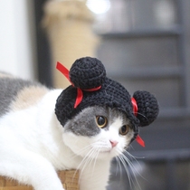 Cat ball head Chinese baby Nezha hat pet wool hand-woven headgear funny fun shaking sound head