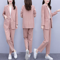  2020 autumn new suit womens plus size loose casual wild temperament fat sister thin suit two-piece tide